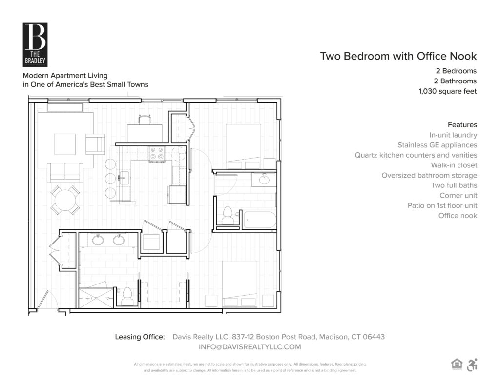 The Bradley Floor Plan Two Bedrooms Type 2, Units 102 & 202