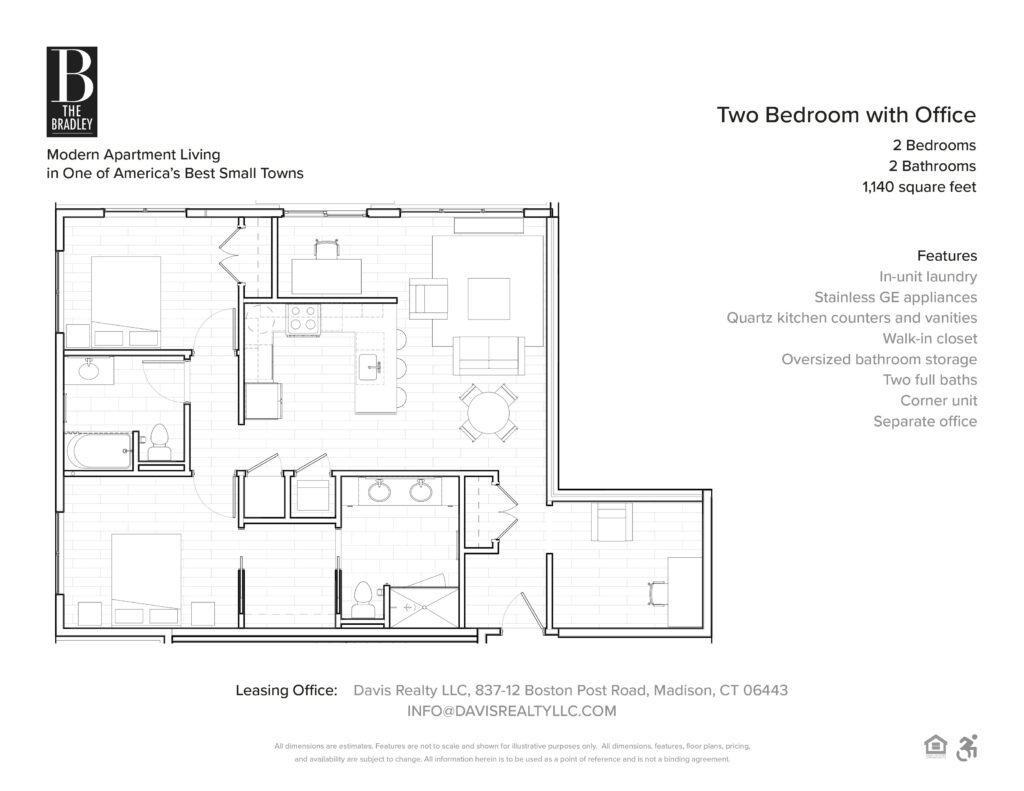 The Bradley Floor Plan Two Bedrooms Type 2A, Units 110 & 210