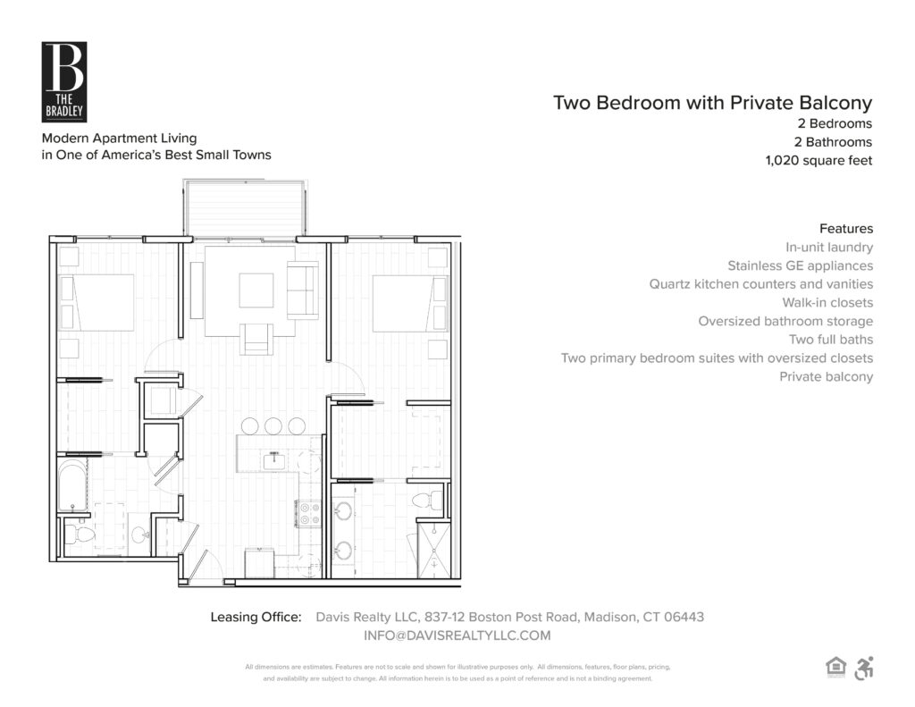 The Bradley Floor Plan Two Bedrooms Type 4A, Units 205 & 305